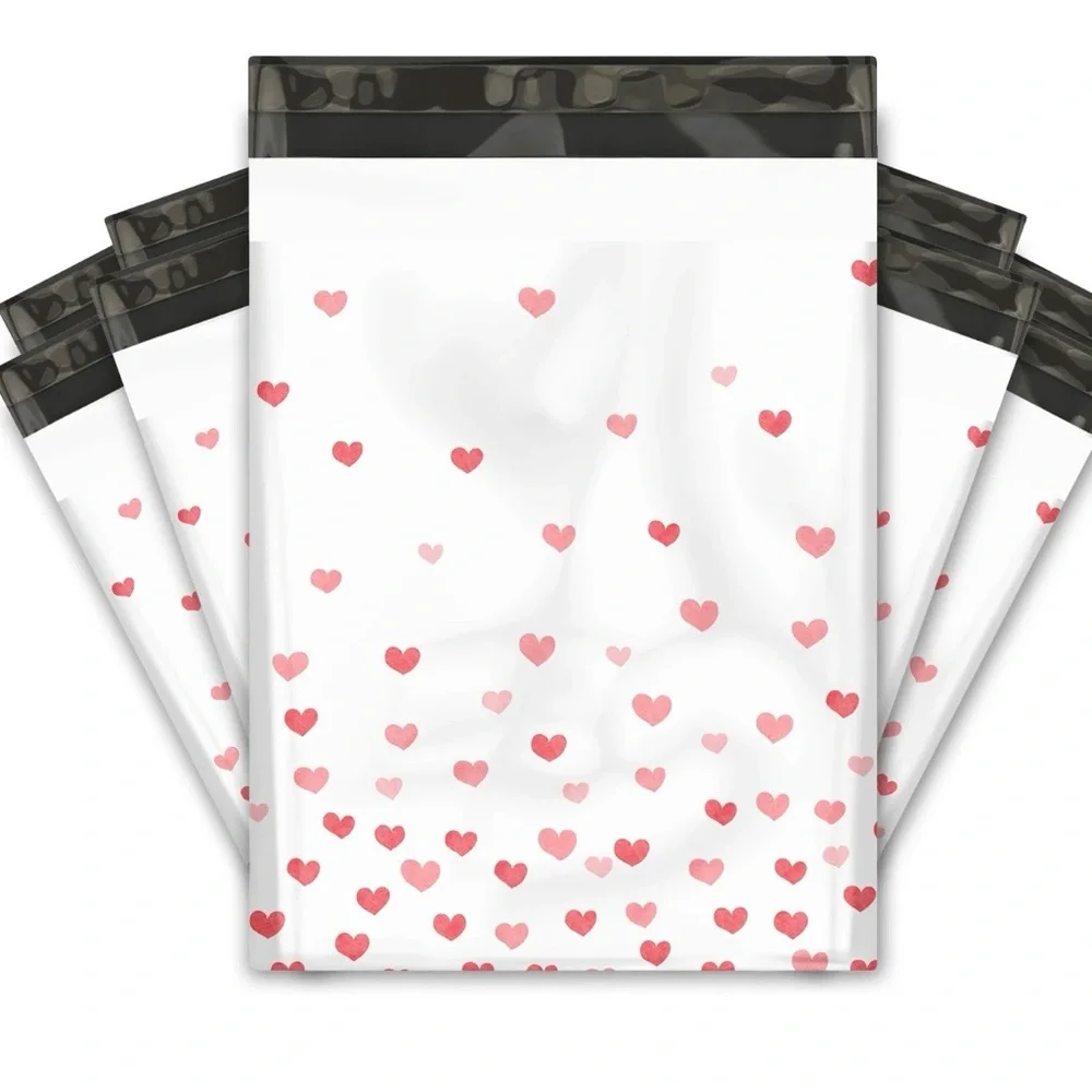 Set of 20 Heart Print Poly Mailers 10x13 Cute Shipping Bags Seller Supplies New